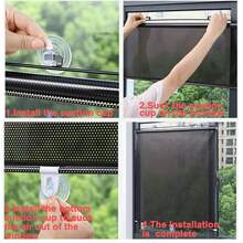 Tenda parasole per finestra universale a rullo con ventosa,tenda oscurante per camera da letto, cucina, ufficio, finestre di auto. Tenda oscurante per finestre di auto senza chiodi con ventosa, protezione solare per cucina e ufficio - nero - Visualizzare 11