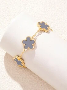 1 chiếc vòng tay trang trí hoa 5 cánh hai mặt theo phong cách dấu phẩy thanh lịch đa năng mới dành cho phụ nữ ngày lễ tình nhân - vòng tay hoa nhỏ - Xem 16