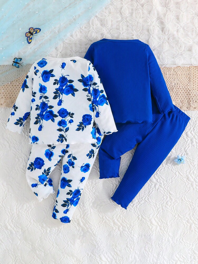 طقم 4قطع ملابس منزلية كاجوال للبنات الصغيرات موسم...