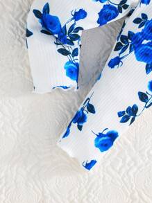 4件套春秋女童玫瑰印花长袖圆领T恤和玫瑰印花长裤套装 - 彩色 - 查看 10