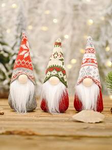 1 Pieza/3 Piezas Decoraciones de Navidad, Sombrero de Punto de Copo de Nieve Muñeco Viejo del Bosque Ornamentos, Al lado del Árbol de Navidad Muñeco sin Rostro Creativo, Decoración de Escena, Fiesta Festiva Decoración del Hogar, Halloween, Decoración de Halloween