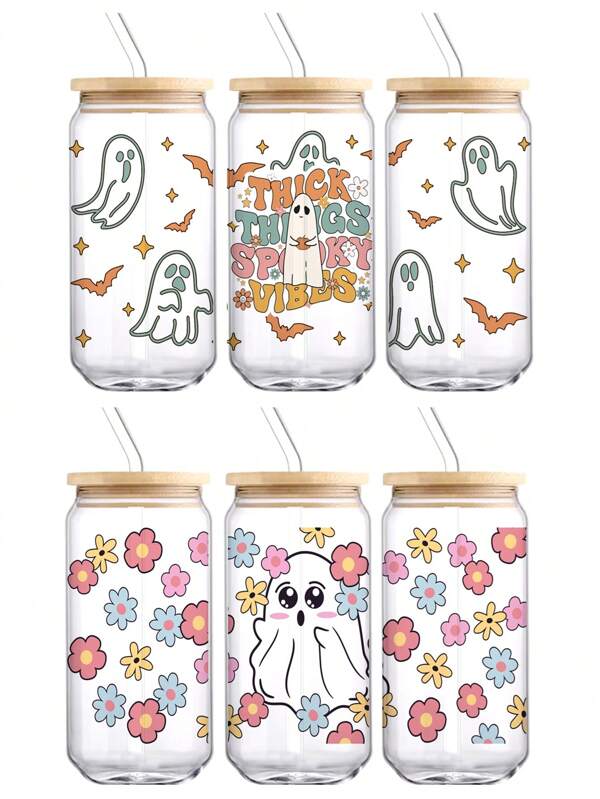 Cup Glass Halloween,El Dia De LosMuertos, Ghost Pumpikin,High Borosilicate Glass,Cup With Sealed Bamboo Lid And Straw, Christmas, Halloween,Suitable For Office And School, For Coffee, Tea, Beer, Juice, Hot And Cold Drinks, Smoothies, Etc,Reusable, Thermal Insulation, Used For Party, Gatherings, Festivals, Thanksgiving,Teachers' Day, Holiday Gifts, A Gift For Mom, Lovers, Boyfriends And Girlfriends,Best Friend, Bride.