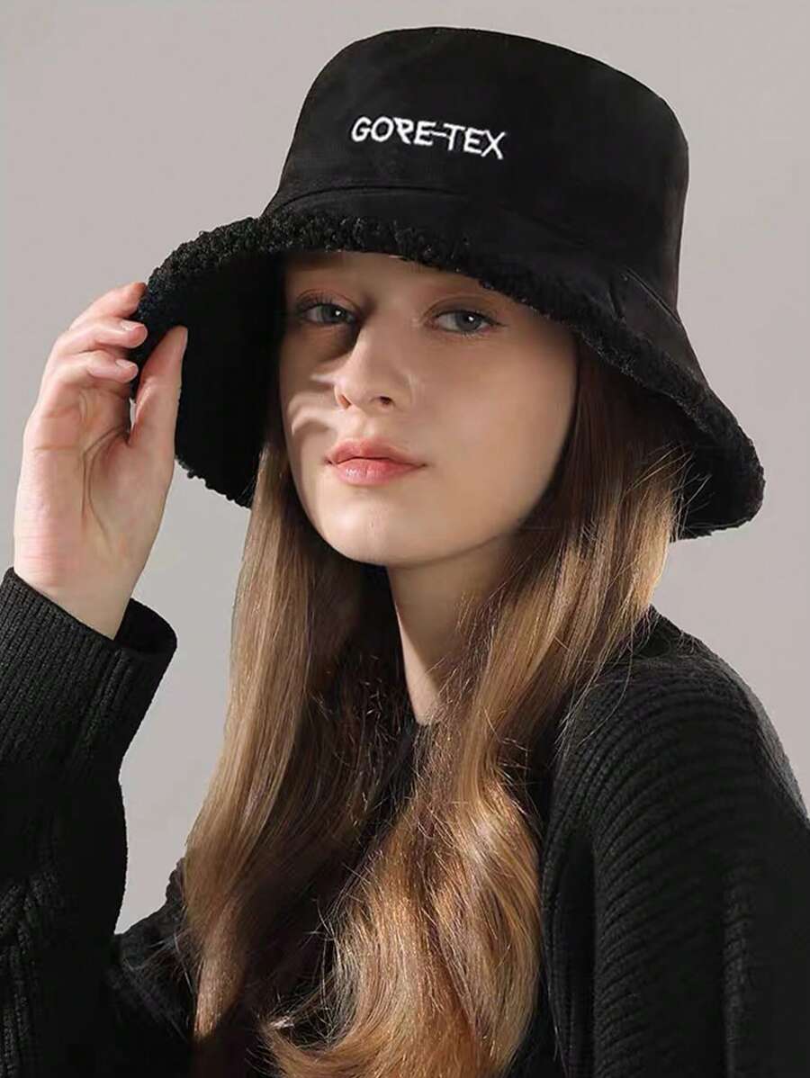 1pc Reversible Faux Shearling Bucket Hat For Women, Warm And Thick For Fall Winter - Multicolor - View 1