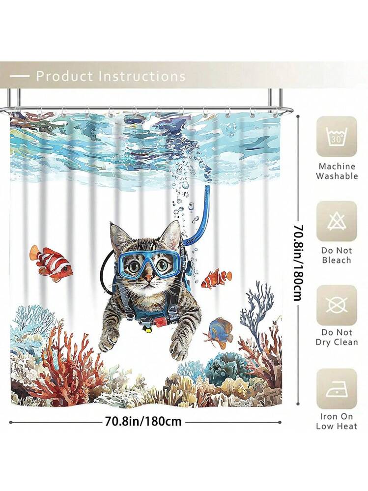 Set di 4 tende da bagno con motivo tartaruga marina misteriosa, con