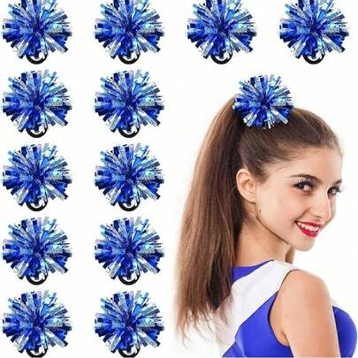 2 piezas de pompones de animación con cintas, accesorios para actuaciones de danza, accesorios para juegos de baile cuadrado, adecuados para fútbol, baloncesto, fútbol americano y actuaciones deportivas, deportes de equipo, actuaciones de danza y animación