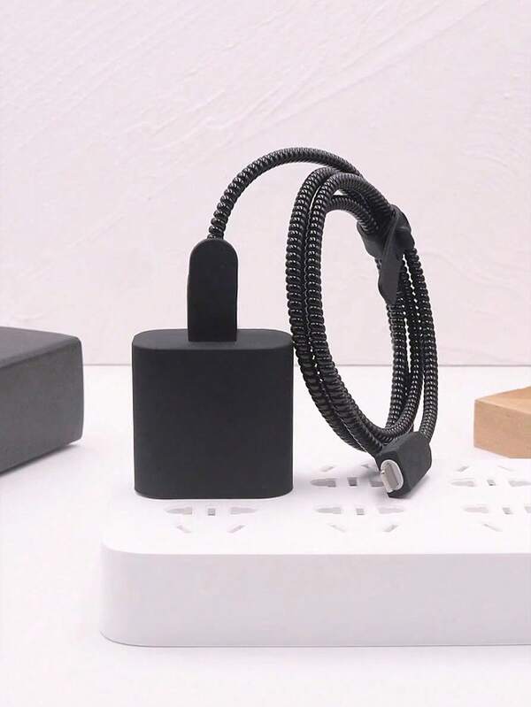 5pcs/Set Black 1.5m Coiling & Reinforcing Cord Protector Compatible With Apple 12/13/14 Models 20w Fast Charging Data Cable Cable Protector, Charger Protector