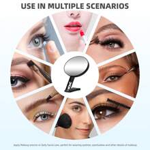 1 pieza Espejo de maquillaje de viaje de 5.5 pulgadas de doble cara con mango desmontable, espejo de aumento cosmético de multiampliación - diseño versátil de mano, colgante, sobremesa