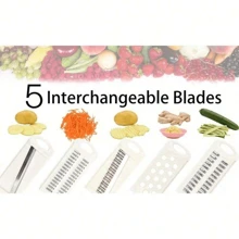 5-In-1 Vegetable Slicer, Multi-Functional Fruit Slicer, Manual Food Grater, Vegetable Grinder, Potato Grater, Household Potato Chopper, Kitchen Gadgets - Multicolor - View 7