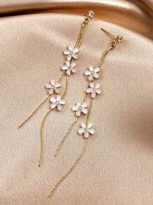 蝴蝶與仿珍珠垂墜耳環 - 白色 - 查看 14
