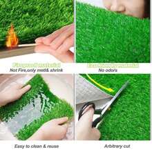 1 Stück grüner künstlicher Grasteppich, Grasteppich, realistischer Fake Gras, Luxusgras, synthetisches Gras, dickes Gras, Hundegras, Innen- und Außenteppich - Grün - Übersicht 9