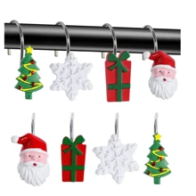 Bộ 12 món Giáng sinh Kim loại & Nhựa Ông già Noel, Bông tuyết, Hộp quà, Đồ trang trí cây thông Noel cho phòng tắm, nhà bếp, phòng khách, phòng ngủ, Móc rèm cửa Giáng sinh - nhiều màu - Xem 2