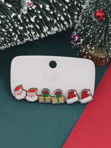 6 món/bộ phong cách mới Châu Âu & Mỹ Ông già Noel, Người tuyết, Chuông, Tất Bông tai gỗ theo chủ đề Giáng sinh Quà tặng Giáng sinh cho phụ nữ - Nhiều màu - Xem 5