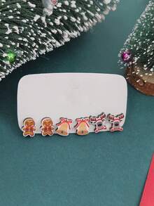 6 món/bộ phong cách mới Châu Âu & Mỹ Ông già Noel, Người tuyết, Chuông, Tất Bông tai gỗ theo chủ đề Giáng sinh Quà tặng Giáng sinh cho phụ nữ - Nhiều màu - Xem 8