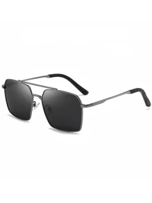 1pc Men's Polarized Black Metal Fashion Glasses, Men Can't Resist