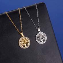 Hollow Tree Of Life Necklace, Clear Crystal Round Pendant Luxury Wedding Gift For Women