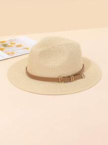1pc Women's Heart-Shaped Hatband Elegant Fedora Hat, UV Protection Suitable For Daily, Beach, Vacation Wear