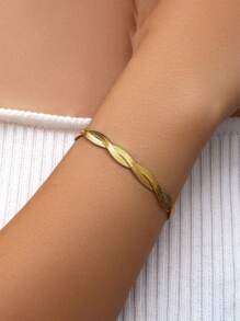 1 件手工不锈钢双层编织刀片链手链，适合日常佩戴 - 雙層編織手鍊 - 查看 4