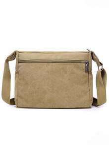 1pc 男士帆布包韩版单肩斜跨包户外休闲复古商务男包春夏假期旅行 - 彩色 - 查看 4