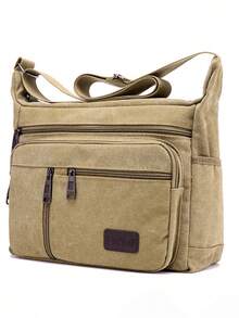 1pc 男士帆布包韩版单肩斜跨包户外休闲复古商务男包春夏假期旅行 - 彩色 - 查看 6