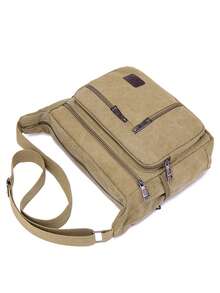 1pc 男士帆布包韩版单肩斜跨包户外休闲复古商务男包春夏假期旅行 - 彩色 - 查看 5