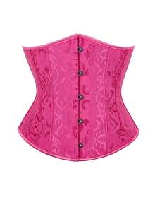 女士时尚佩斯利印花抹胸，新年派对，情人节，节日上衣，紧身胸衣上衣，毕业典礼 - 玫紅色 - 查看 1