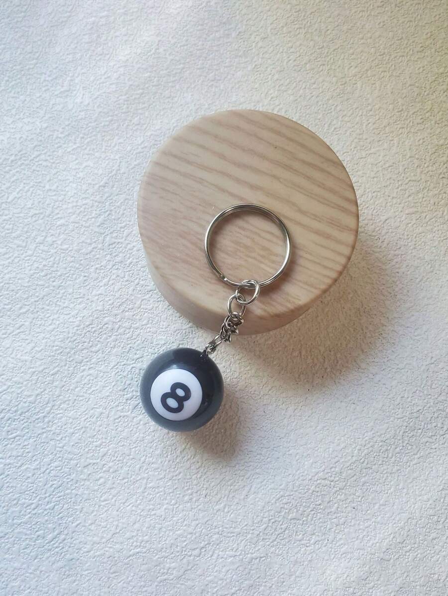 Llavero creativo con bola de billar número 8, adorno colgante de billar de simulación - Negro - Ver 1