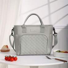BEENLOVE Portable Insulated Lunch Bag, Large Capacity Food Storage Bag, Reusable Lunch Box, Waterproof And Oil-Proof Tote Bag, Adjustable Shoulder Strap, For Office Work School Picnic Beach, Leakproof Freezable Cooler Bag School Organizer Bags Teacher Storage Bags Classroom Bags Classroom Organizer BagsWomanLunch Box Bag For Women LadiesSchool Supplies Stuff Accessories - 灰色 - 查看 6
