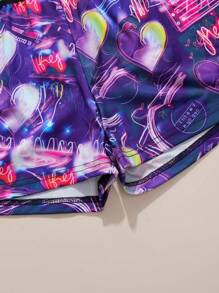 [Science Fiction Series]Women's Letter Print Sports Bra And Pantines Set Lingerie - Purple - View 5