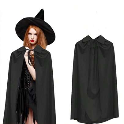 1 件万圣节服装吸血鬼斗篷、女巫黑色和红色连帽斗篷、成人死神黑色长袍连衣裙