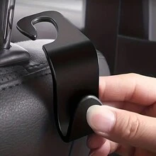 2 móc treo tựa đầu ghế ô tô, màu đen, di động - Móc màu đen tinh khiết - Xem 3