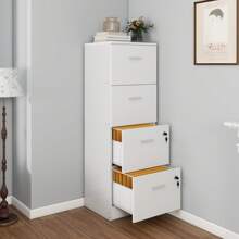 Wooden 4 Drawer File Cabinet With Lock Office Filing Storage For Letter A4 Sized Files Home Office Cabinet Upgraded Design Easy Assemble Vertical Storage For Home Or Office - White - View 1