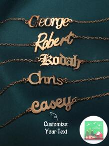 定制姓名字母手链，多种字体可选，链长可调，圣诞礼盒可选，圣诞礼物，情人节礼物，母亲节礼物 - 綠色聖誕禮盒 - 查看 3