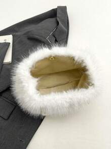 新款秋冬多功能毛绒手提包，优雅大容量双仿珍珠链条单肩包，休闲户外旅行假日购物手提包，轻便通勤腋下包，适合日常办公，秋冬热销女包，新款毛绒钱包，新款女士毛绒包