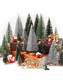 Đồ trang trí Giáng sinh Cây thông Noel mini, Cây thông Noel nhân tạo Cây chổi cọ chai có đế gỗ để trang trí Giáng sinh Bàn tiệc Giáng sinh tại nhà Thủ công, Đồ trang trí chụp ảnh, Cây thông Noel nhân tạo mini có đế gỗ, Dùng để trang trí Giáng sinh, Tiệc Giáng sinh - xanh xanh - Xem 2