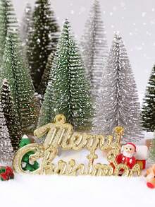 Đồ trang trí Giáng sinh Cây thông Noel mini, Cây thông Noel nhân tạo Cây chổi cọ chai có đế gỗ để trang trí Giáng sinh Bàn tiệc Giáng sinh tại nhà Thủ công, Đồ trang trí chụp ảnh, Cây thông Noel nhân tạo mini có đế gỗ, Dùng để trang trí Giáng sinh, Tiệc Giáng sinh - xanh xanh - Xem 4