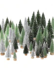Đồ trang trí Giáng sinh Cây thông Noel mini, Cây thông Noel nhân tạo Cây chổi cọ chai có đế gỗ để trang trí Giáng sinh Bàn tiệc Giáng sinh tại nhà Thủ công, Đồ trang trí chụp ảnh, Cây thông Noel nhân tạo mini có đế gỗ, Dùng để trang trí Giáng sinh, Tiệc Giáng sinh - xanh xanh - Xem 1