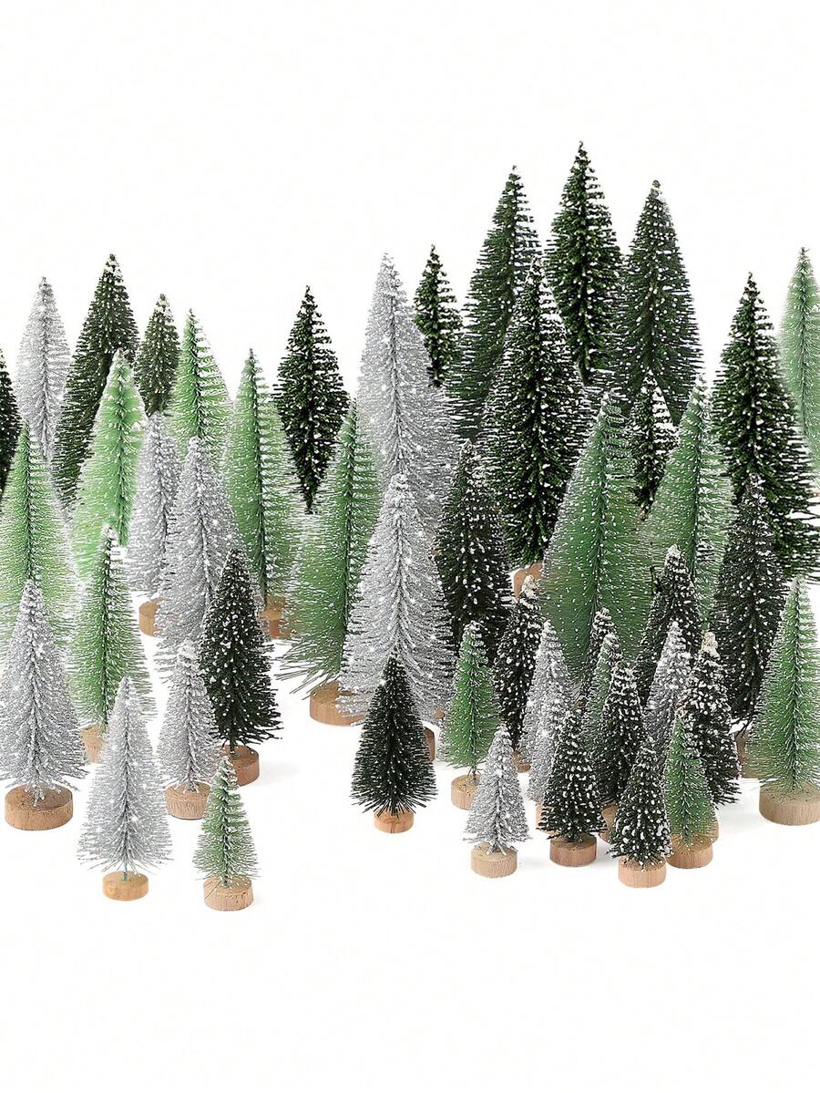 Đồ trang trí Giáng sinh Cây thông Noel mini, Cây thông Noel nhân tạo Cây chổi cọ chai có đế gỗ để trang trí Giáng sinh Bàn tiệc Giáng sinh tại nhà Thủ công, Đồ trang trí chụp ảnh, Cây thông Noel nhân tạo mini có đế gỗ, Dùng để trang trí Giáng sinh, Tiệc Giáng sinh - xanh xanh - Xem 1