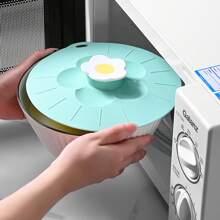 1 nắp đậy bằng silicon họa tiết hoa dùng được trong lò vi sóng, có thể tái sử dụng, chịu nhiệt và có đế hút, phù hợp với cốc, bát, đĩa, nồi, chảo, bếp, lò nướng, tủ lạnh, máy rửa chén. - Hồng - Xem 8