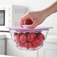 1 nắp đậy bằng silicon họa tiết hoa dùng được trong lò vi sóng, có thể tái sử dụng, chịu nhiệt và có đế hút, phù hợp với cốc, bát, đĩa, nồi, chảo, bếp, lò nướng, tủ lạnh, máy rửa chén. - Hồng - Xem 10