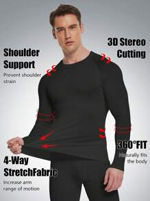 TELALEO 3 Packs Boyfriend Style Men's Compression Shirts Long Sleeve Athletic Workout Rash Guard UPF SPF Sports Undershirt Base Layer Top