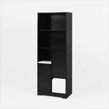 Large Wooden Storage Cabinet With 1 Drawer 3 Shelves,Wood Kitchen Storage Cabinets For Kitchen, Dining Room, Bathroom,Laundry,Living Room,Black