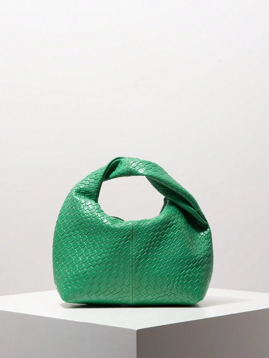 Fashion Asymmetrical Square Woven PU Handbag, Minimalist Multi-Purpose ...