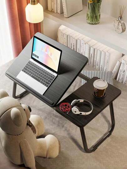 1pc Five-Speed Adjustable + Cup Holder + Anti-Slip Strip/Folding Study Table/Laptop Table/Offictable/Slouchy Table/Bede, Lap Desk/Bedtable/Multifunctional Table, Homecoming Season