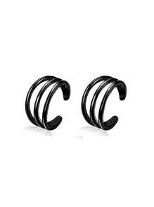 2pcs Minimalist Smooth Stainless Steel Ear Cuffs, Fake Piercing Non-Piercing Ear Cartilage Clip, Suitable For Men And Women Daily Wear Earrings - C-shaped Ear Clip - View 17