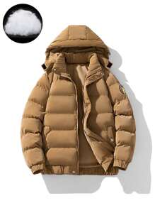 Men's Thick Padded Coat, Slim Fit, Warm, Windproof, Fashionable Padded Coat For Autumn/Winter - Brown - View 1