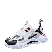 Zapatos deportivos para hombre, zapatos para correr, zapatos transpirables de punto con mosca para hombre, zapatos de malla para papá, zapatos casuales a juego de nuevos colores a la moda - Blanco y Negro - Ver 2