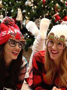 9/18 piezas - Gafas de papel de Navidad, con diseños adorables de Papá Noel, muñeco de nieve y árbol de Navidad, para decoración navideña
