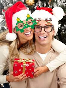 9/18 piezas - Gafas de papel de Navidad, con diseños adorables de Papá Noel, muñeco de nieve y árbol de Navidad, para decoración navideña