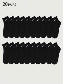 2/5/10/12/15/20 Pairs Of Men's Casual Ankle Socks, Black, Simple Design, Versatile, For Gym - Black - View 4