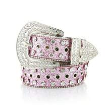 Women's Y2K Crystal Rhinestone Studded Leather Belt, Wide Sparkling Alloy Buckle Fashion Punk Crystal Eyelet Decor Versatile Belt - 3.8 Edge Beads Are Eye-catching - View 18